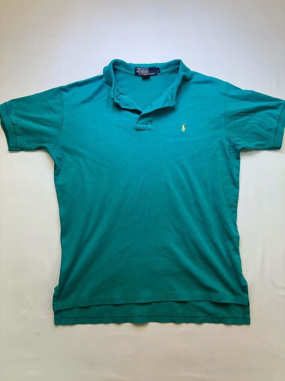 Vintage Polo Ralph Lauren Teal 100% Cotton Polo Shirt Men's Size L Made in USA